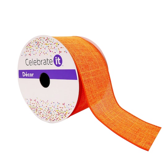 2.5&#x22; x 25ft. Faux Linen Wired Ribbon by Celebrate It&#x2122; D&#xE9;cor